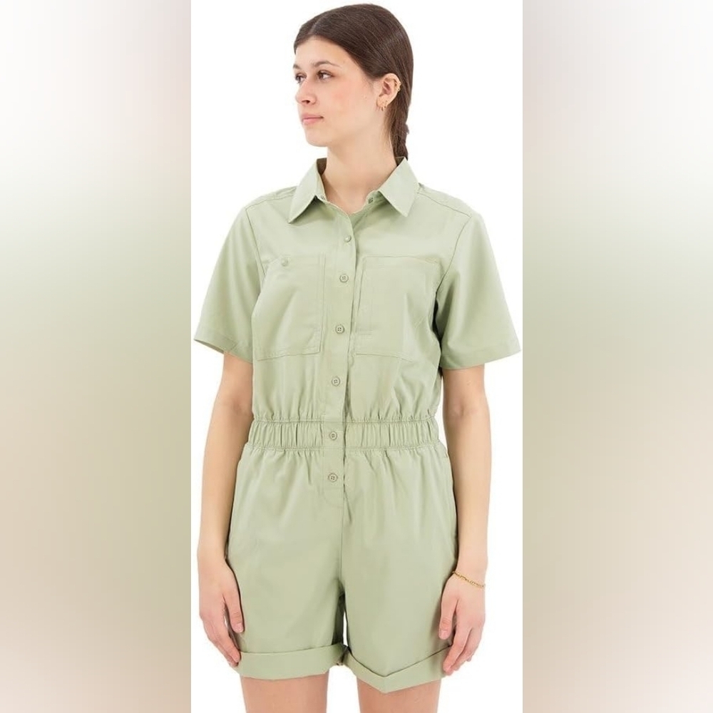 COLUMBIA Women Romper Light Green With Pockets Size Small recycled materials